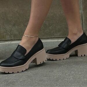 Dolce Vita Black and Tan Chunky Loafers